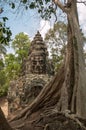 One of many faces at Bayon near Siem Reap, Cambodia Royalty Free Stock Photo