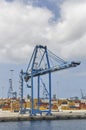 One of the many large Container Cranes stands by on the Quay of the Container Port of Las Palmas.