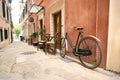 One of the many old colorful alleys of Corfu Old Town,Greece