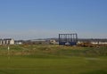 One of the many Open Golf Championship Scoreboards being erected on the Championship Course at Carnoustie. Royalty Free Stock Photo