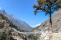 One of many pedestrian suspension bridges in Himalayas Royalty Free Stock Photo