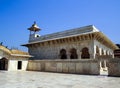 One of marble buildings of ancient palace complex in the old Red Fort of Agra, India