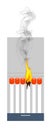 One match in a book of matches is in flame in a metaphor about one person in a crowd Royalty Free Stock Photo