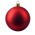 one matte red Christmas tree toy on a white isolated background Royalty Free Stock Photo