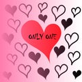 `Only one` message in red heart