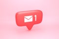 One message social media notification with letter icon