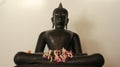 One Metal Buddha With FlowersGarland Royalty Free Stock Photo