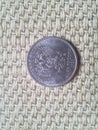 The only one metal coin. Money russia ruble with coat of arms