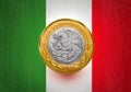 One Mexican Peso Flag in a coin Royalty Free Stock Photo