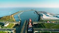 [One Minute Video] Enclosure Dam (Afsluitdijk): Large Cargo Ship Passing Through the Dam - The Netherlands â 4K Drone