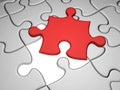 One missing red jigsaw piece Royalty Free Stock Photo