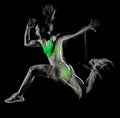 Woman exercising fitness exercises isolated black background lightpainting effect Royalty Free Stock Photo