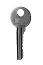 One modern steel key on white Royalty Free Stock Photo