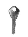 One modern steel key on white Royalty Free Stock Photo