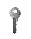One modern steel key on white Royalty Free Stock Photo