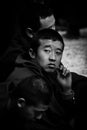 One monk of Sera Monastery Debating Monks Lhasa Tibet