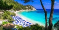 One of the most beautiful beaches of Greece - Lemonakia  in Samos island Royalty Free Stock Photo