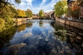 Nuremberg, Max Bruke Bridge over the Pegnitz River. Franconia, Germany Royalty Free Stock Photo