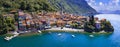 Varena village, aerial drone view. Lago di Como scenery Royalty Free Stock Photo