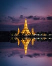 Sunset with temple in bangkok