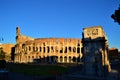 One of the most famous structure in Rome: Rome Colosseum during sunset. Royalty Free Stock Photo