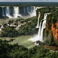 Impressive beautiful view of Iguazu waterfalls on the border of Brazil and Argentina.