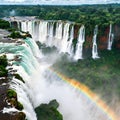 Impressive beautiful view of Iguazu waterfalls on the border of Brazil and Argentina.