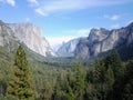 Iconic view of El Capitan, Half Dome and Bridalveil Falls in Yosemite National Park