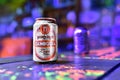 Cambodia beer standing on the bar table