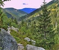 View of the Elbe Mine with the Golden Hill 1,411 m above sea level. The White Elbe valley in Giant Mountain, Czech Republic