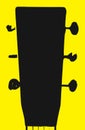 Guitar Headstock Silhouette Ã¢â¬â Black and Yellow with Tuning Key Pegs Royalty Free Stock Photo