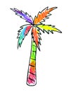 One multi-colored palm trees on a white background-graphic image Royalty Free Stock Photo