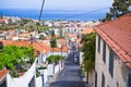 Narrow street of Funchal city, Madeira island