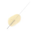 One needle for acupuncture and stone on white background, top view Royalty Free Stock Photo