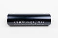 One new AA Panasonic Eneloop rechargeable black AA battery on a light background. October 16, 2022 Balti Moldova.