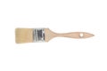 One new clean paint brush with wooden handle and synthetic hairs isolated on white background Royalty Free Stock Photo