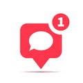 One new comment red icon, social media comment piktogram on white Royalty Free Stock Photo