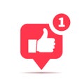 One new like red icon, social media thumbs up piktogram on white Royalty Free Stock Photo