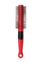 One new red hairbrush isolated on white Royalty Free Stock Photo