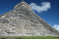 Close view of the side wall of El Castillo Pyramid at Chichen Itza archaeological site, Royalty Free Stock Photo