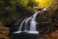 Sceninc waterfall and autumn forest canopy Royalty Free Stock Photo