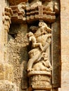 One of the numerous idols curved out of stones on a wall of Konark Sun Temple, Odisha, India Royalty Free Stock Photo