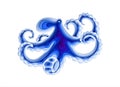 One octopus in paper cut style. Layered template for design on the marine theme. Vector