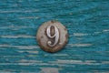 One old gray button with the number nine Royalty Free Stock Photo
