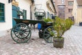 One old horse wagon standing outside Royalty Free Stock Photo
