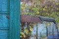 One old large machete knife with a brown rusty blade Royalty Free Stock Photo