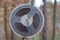 one old plastic brown gray magnetic reel for a tape recorder Royalty Free Stock Photo