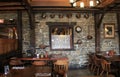 One of the old stone wall dining rooms in the famous Old Bryan Inn Restaurant,Saratoga Springs,New York,2015