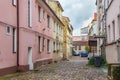 One of the old streets in the historical center of the Klaipeda (former german name of town is Memel). Lithuania.