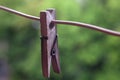 One old wooden clothespin Royalty Free Stock Photo